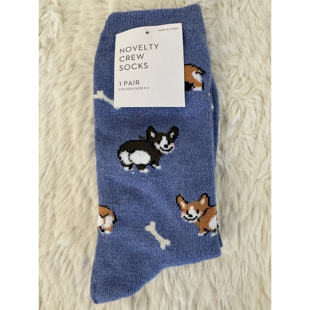 Cute Corgi Butt Adult Novelty Crew Socks Size 9-11